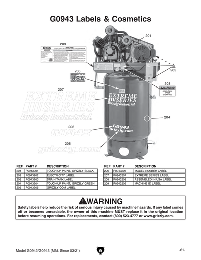 Part Diagram for G0942