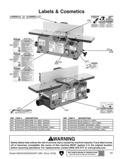 Part Diagram for G0946