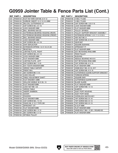 Part Diagram for G0959