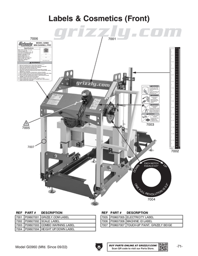Part Diagram for G0960