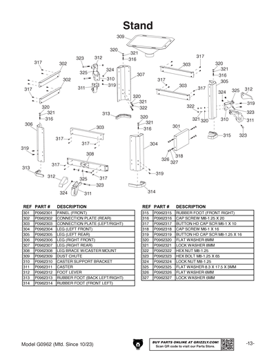 Part Diagram for G0962