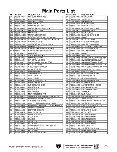 Part Diagram for G0962A40