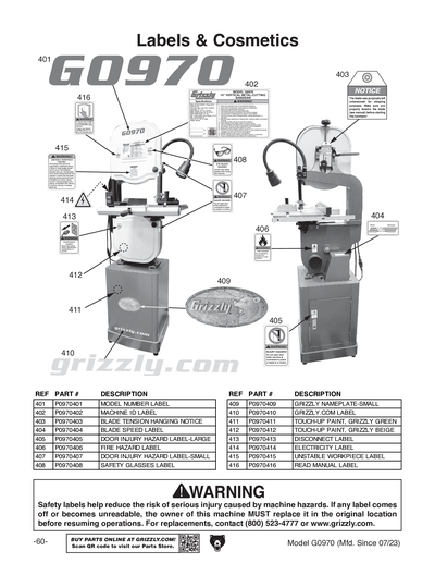 Part Diagram for G0970