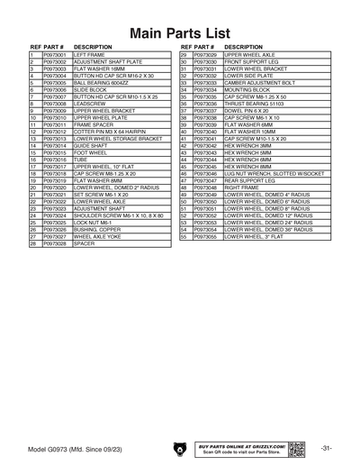 Part Diagram for G0973