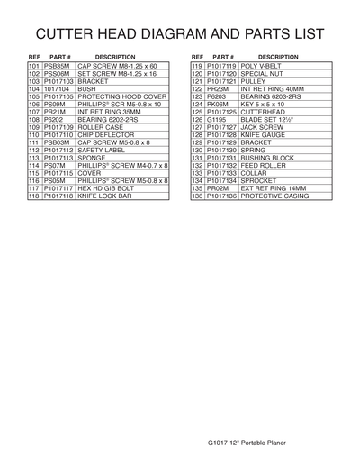 Part Diagram for G1017