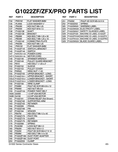 Part Diagram for G1022ZF