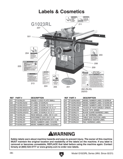 Part Diagram for G1023RL