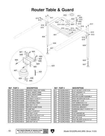 Part Diagram for G1023RLA40
