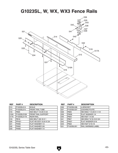 Part Diagram for G1023SLW