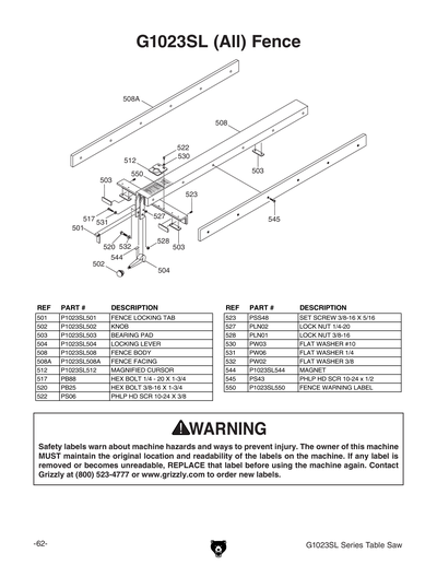 Part Diagram for G1023SLWX