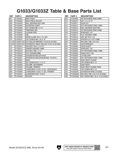 Part Diagram for G1033Z