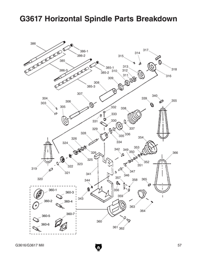 Parts for G3617 Horizontal / Vertical Mill - Grizzly Industrial, Inc.