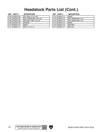Part Diagram for G4003