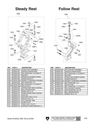 Parts for G4003G 12
