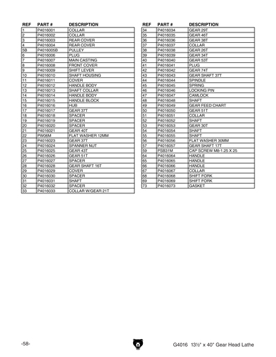 Part Diagram for G4016