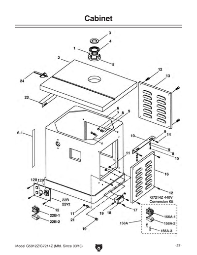 Parts for G7214Z 7-1/2 HP 3-Phase Spindle Shaper - Grizzly