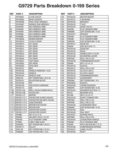 Part Diagram for G9729