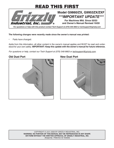 Parts for G9860ZX 12