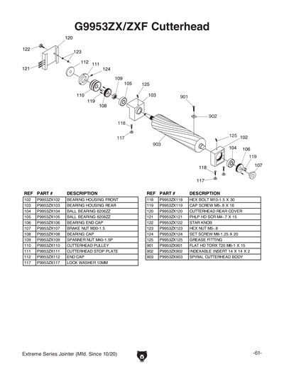Part Diagram for G9953ZX