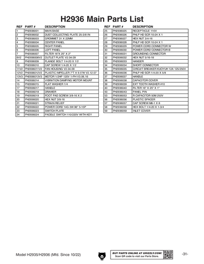 Part Diagram for H2936