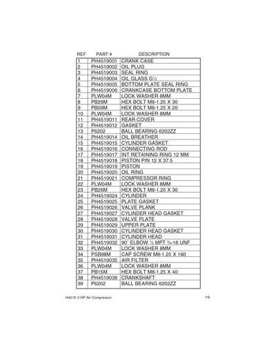 Part Diagram for H4519