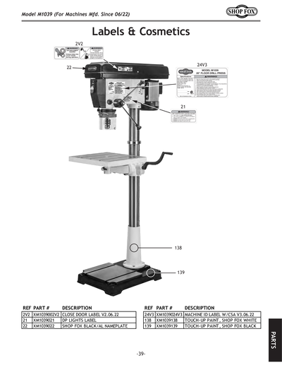 Part Diagram for M1039