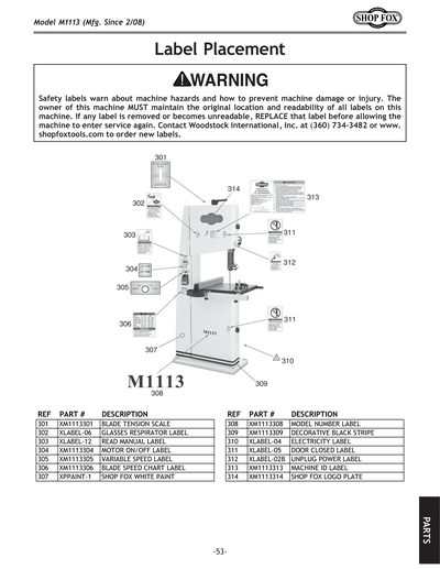 Part Diagram for M1113