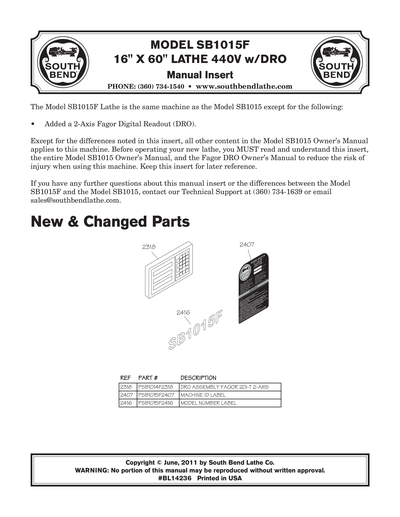 Part Diagram for SB1015F