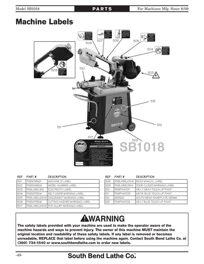 Part Diagram for SB1018