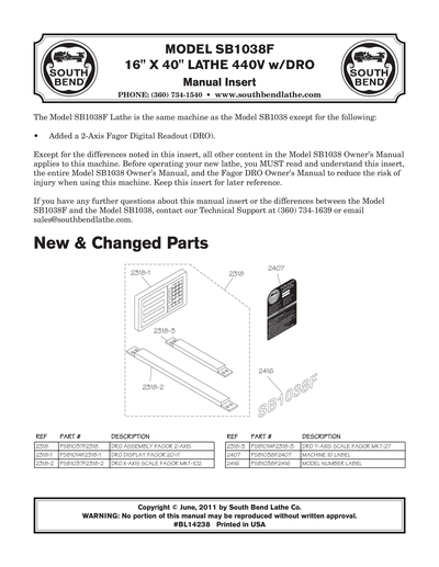 Part Diagram for SB1038F
