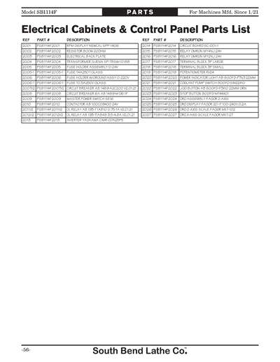 Part Diagram for SB1114F
