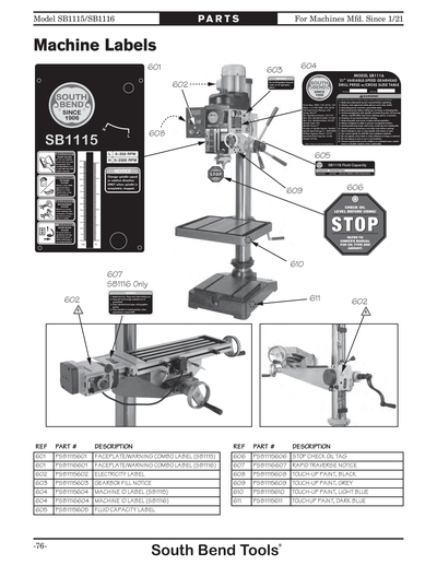 Part Diagram for SB1116