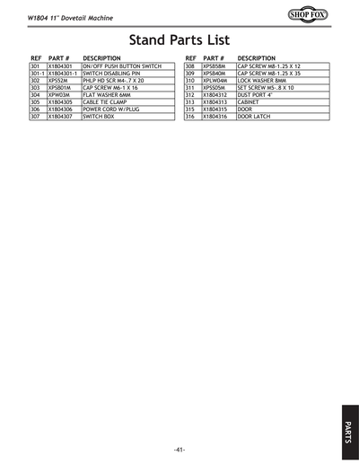 Part Diagram for W1804