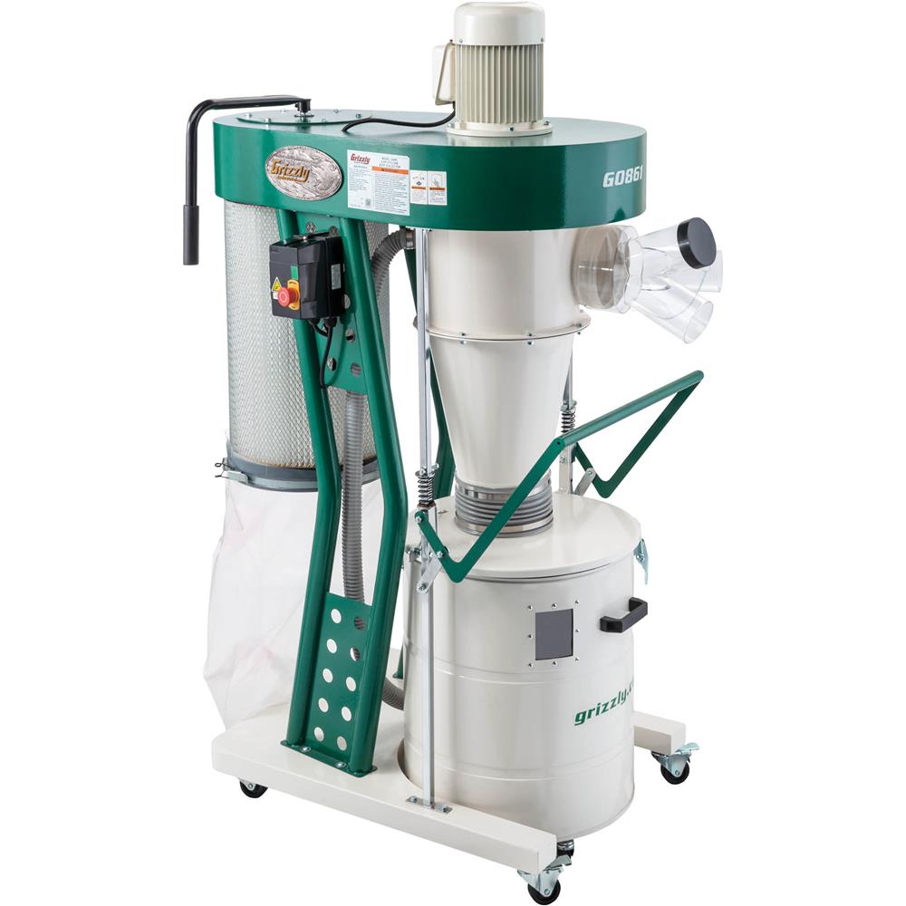 Grizzly G0861 - 2 HP Portable Cyclone Dust Collector - Grizzly