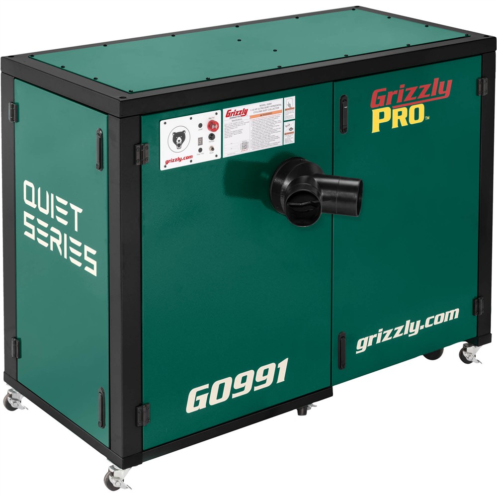 Grizzly G0991 - 1-1/2 HP Ultra-Quiet Horizontal Cyclone Dust