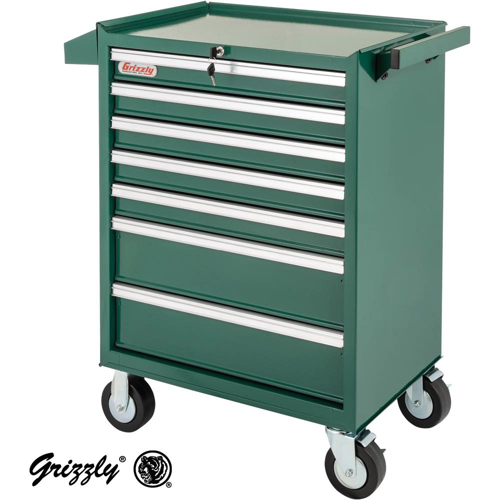 1952 アジャスタブル・スチールベッドトレイ Grizzly H0842 - 7-Drawer Tool Cabinet with Ball Bearing Drawer
