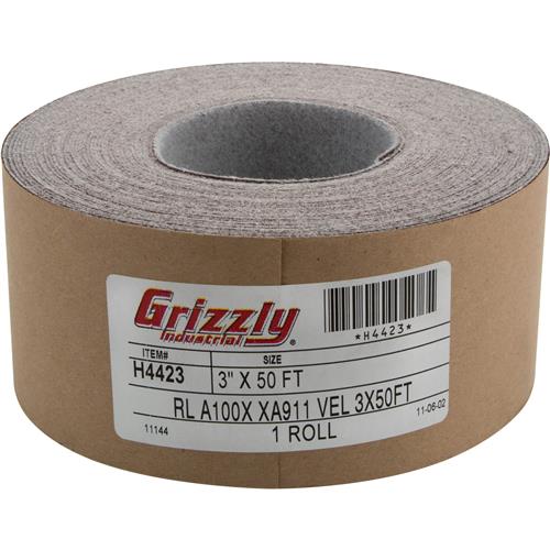 Image for Grizzly H4423 - 3" x 50' A/O Sanding Roll 100 Grit, H&L