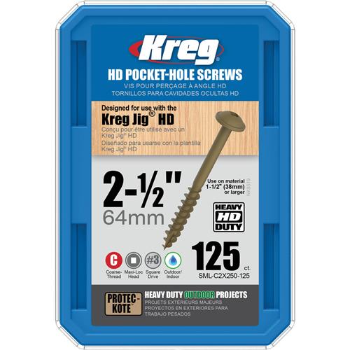Image for Kreg T24953 - Washer-Head Heavy-Duty #14 x 2-1/2" Screws, UNC 125 pc.