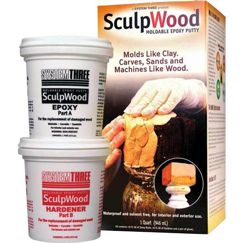 Image for System Three T30560 - Sculpwood Moldable Epoxy Putty Kit, 1 Quart