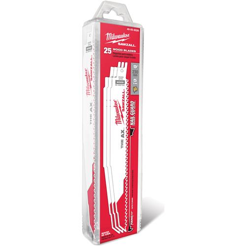 Image for Milwaukee T31013 - SAWZALL AX 9" 5 TPI Nail Embedded Wood Blade, 25 pk.