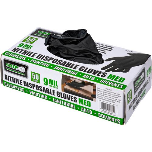 Image for GRIP T33434 - Nitrile Disposable Gloves Black, 50 Pk. - Medium