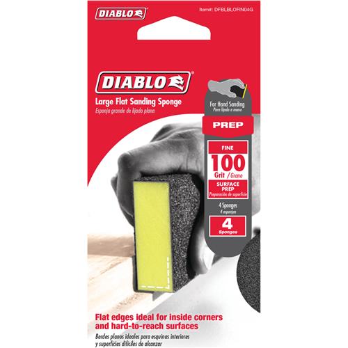 Image for Diablo T33554 - Large Flat 100-Grit (Fine) Sanding Sponge 4 Pk