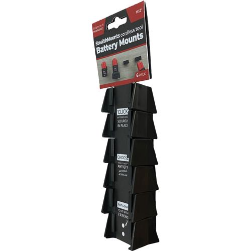 Image for StealthMounts T33658 - Battery Mounts for Milwaukee M12 - 6-Pk. (Black)